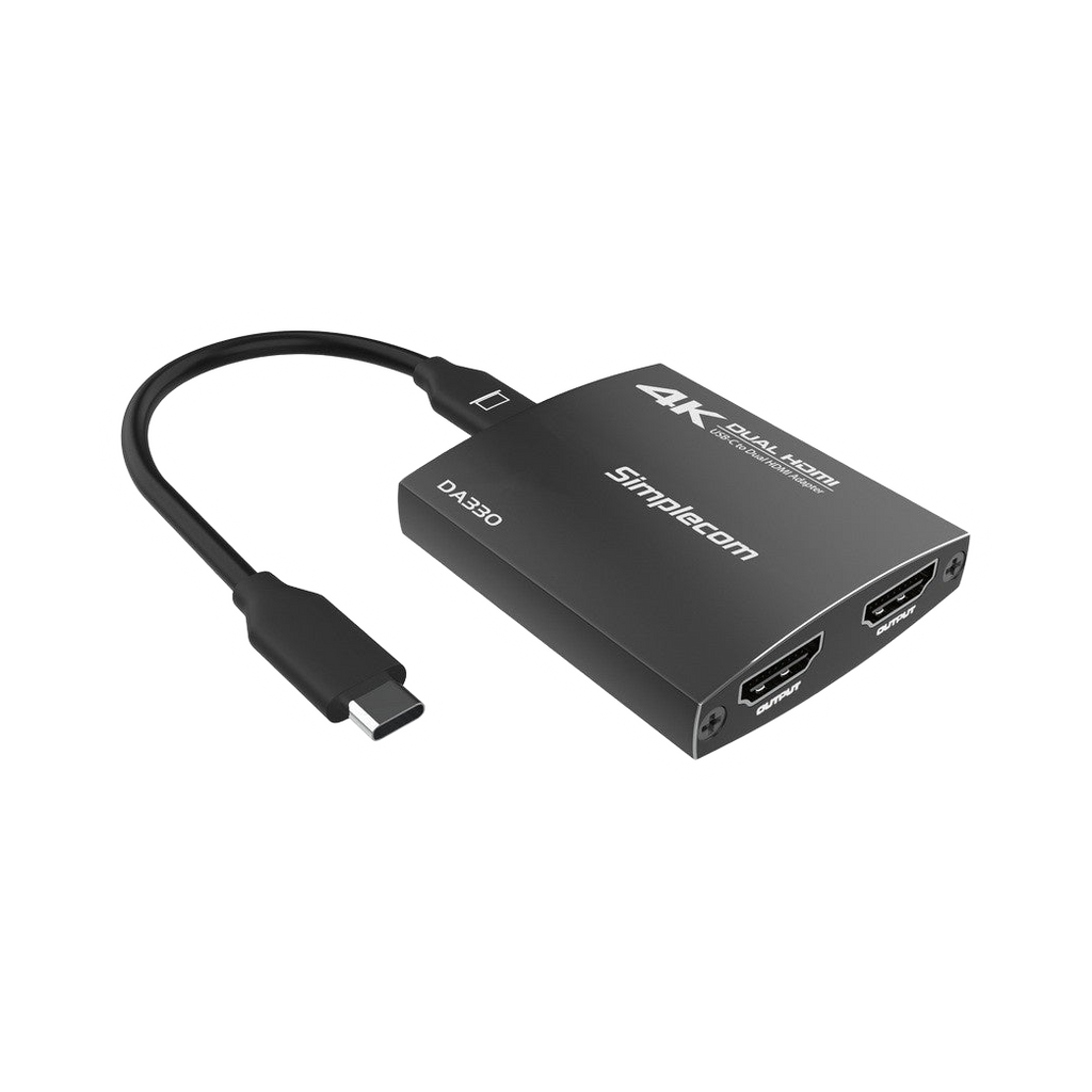 Simplecom DA330 USB-C to Dual HDMI MST Adapter 4K@60Hz with PD and Audio Out