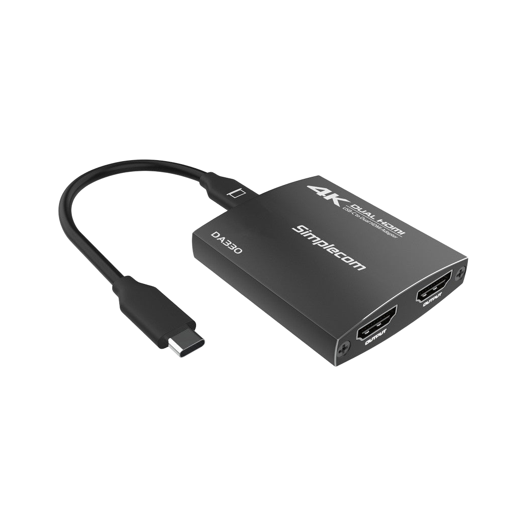 Simplecom DA330 USB-C to Dual HDMI MST Adapter 4K@60Hz with PD and Audio Out