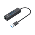 Simplecom CHN420 Black Aluminium 3 Port SuperSpeed USB HUB with Gigabit Ethernet Adapter [PC]