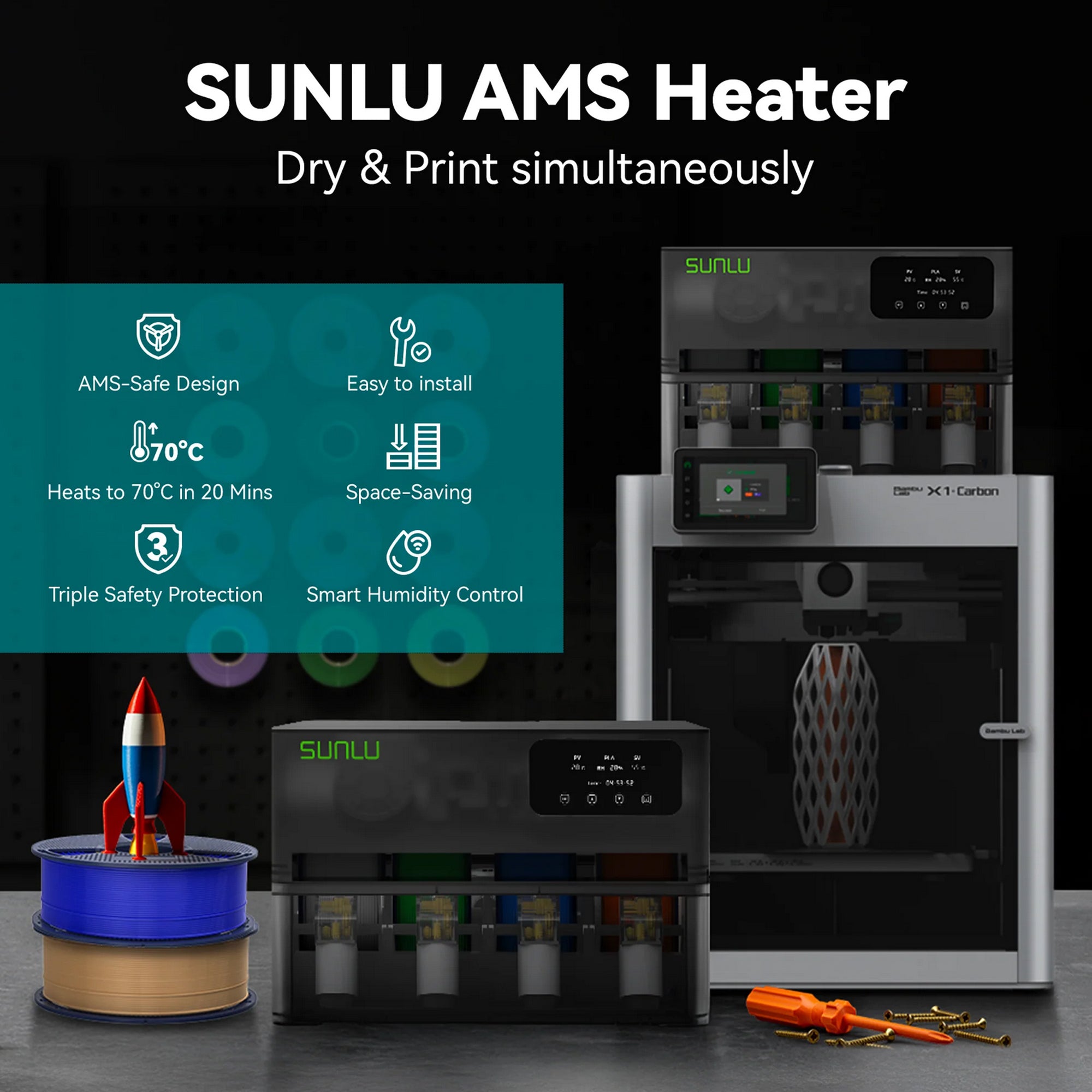 Sunlu Filament Dryer Heater for Bambu Lab AMS