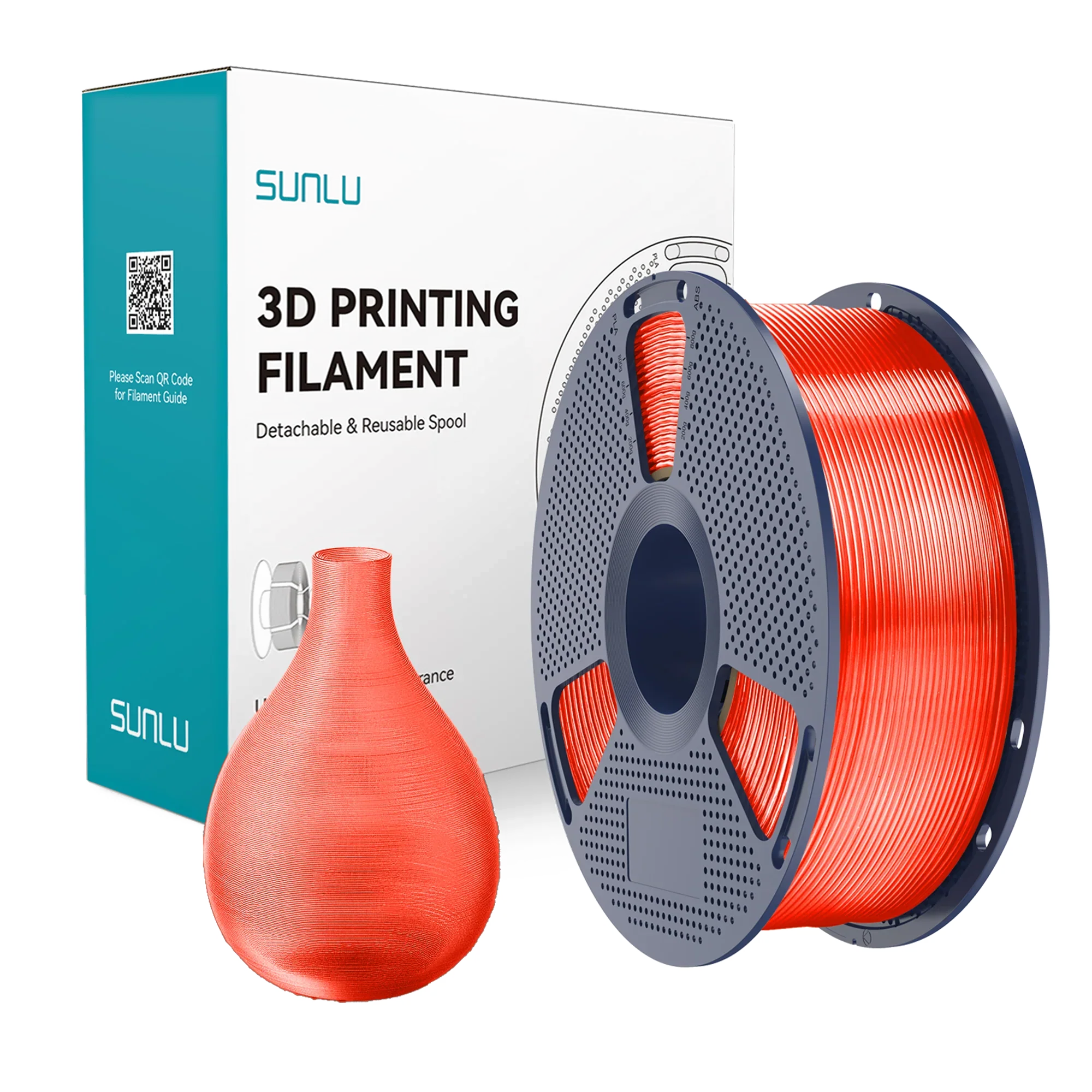 Sunlu PETG filament image 1 on transparent background with Version 4 white halo