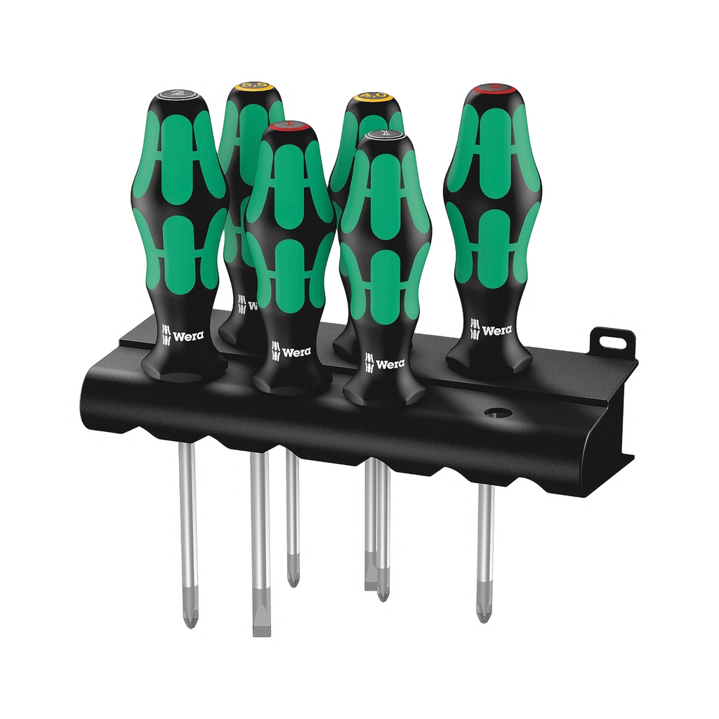 Wera 335/350/355/6 Screwdriver Set Kraft Form, Plus Laser Tip and Rack 6 piece Set 05105622001