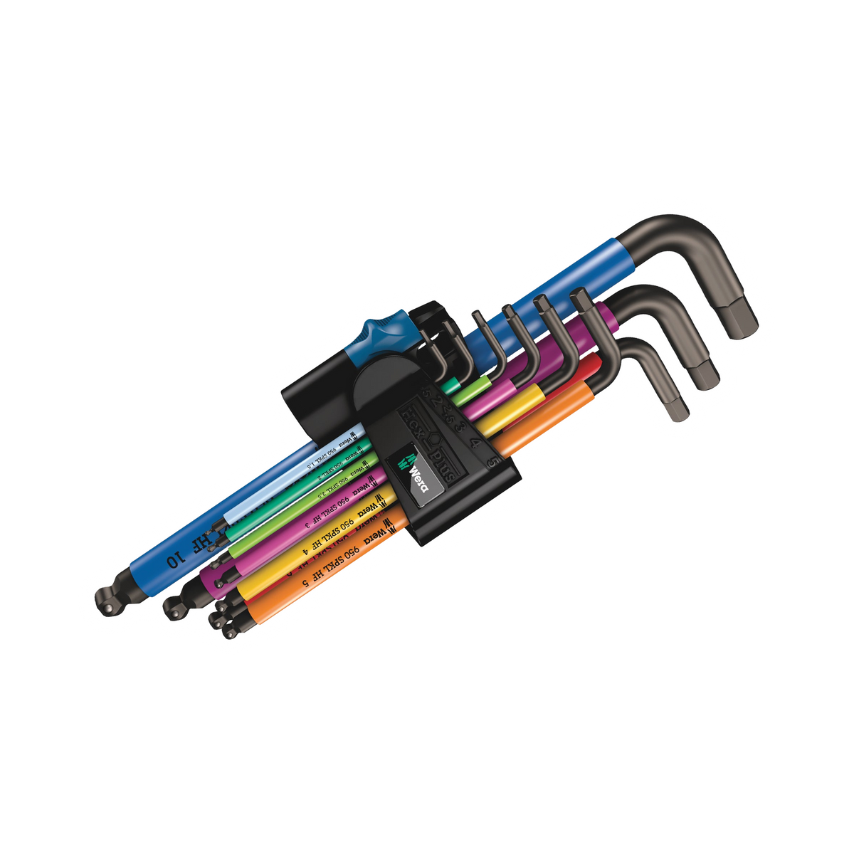 Wera 950/9 Hex-Plus Multicolor HF 1 Hex-Plus HF Black Laser Metric 1 L-Key Set with Holding Function 9 Pieces, 9 Pieces, 4013288188403