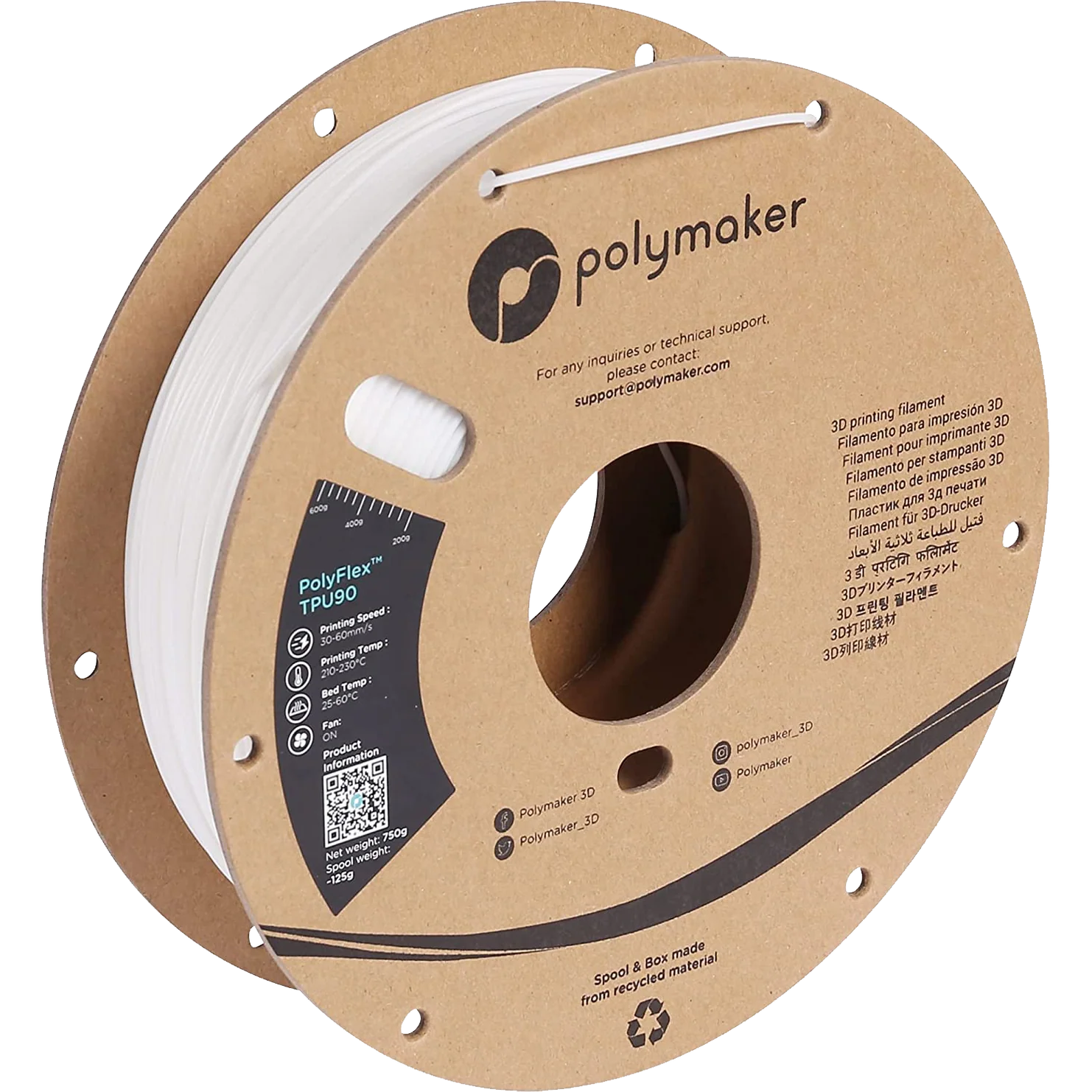PolyMaker PolyFlex TPU90 1.75mm Filament 750g