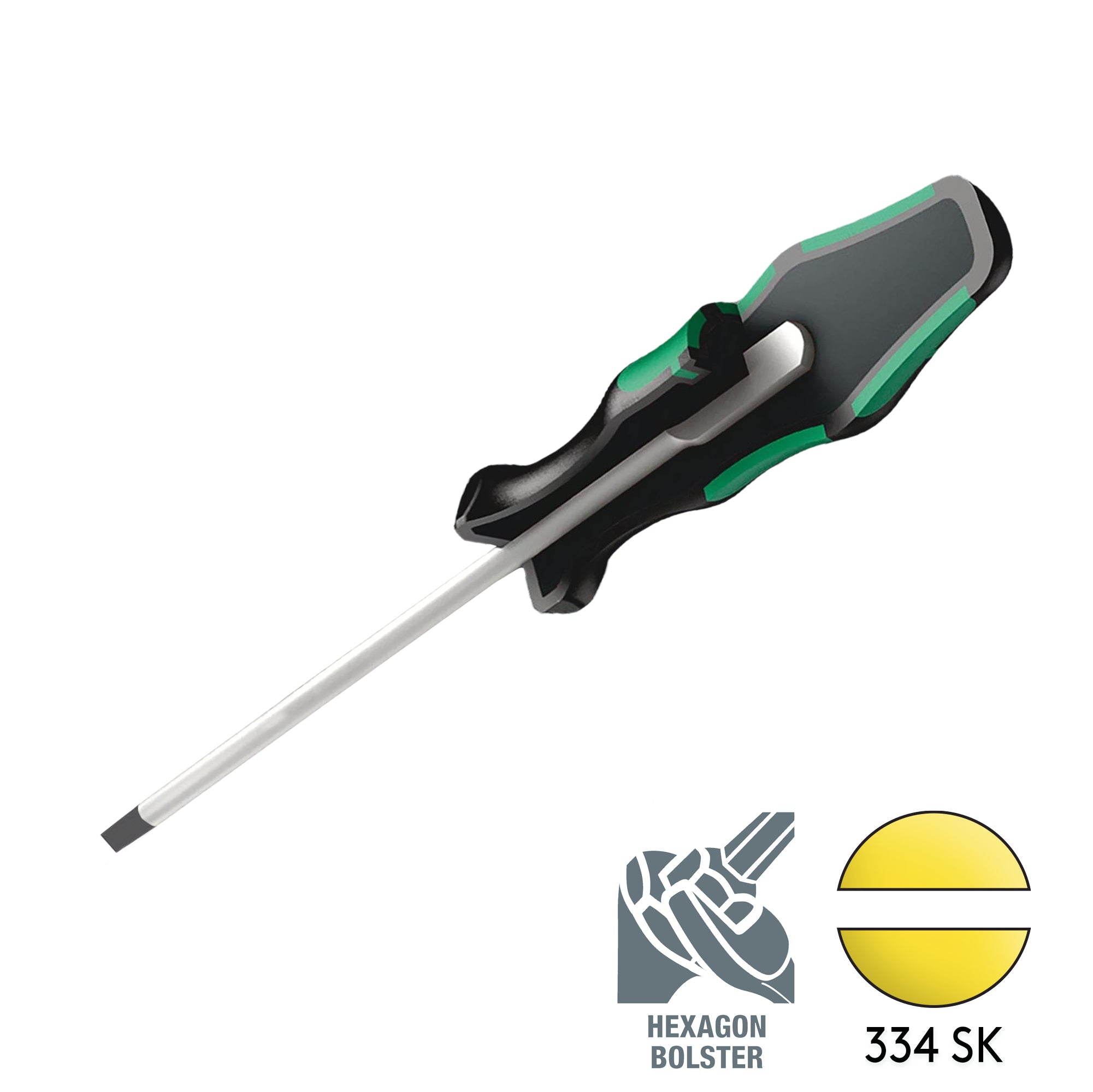 Wera 334 SK 1.2 x 7 x 125mm Slotted Flat Head Screwdriver (Hex Bolster Edition) 05007675001