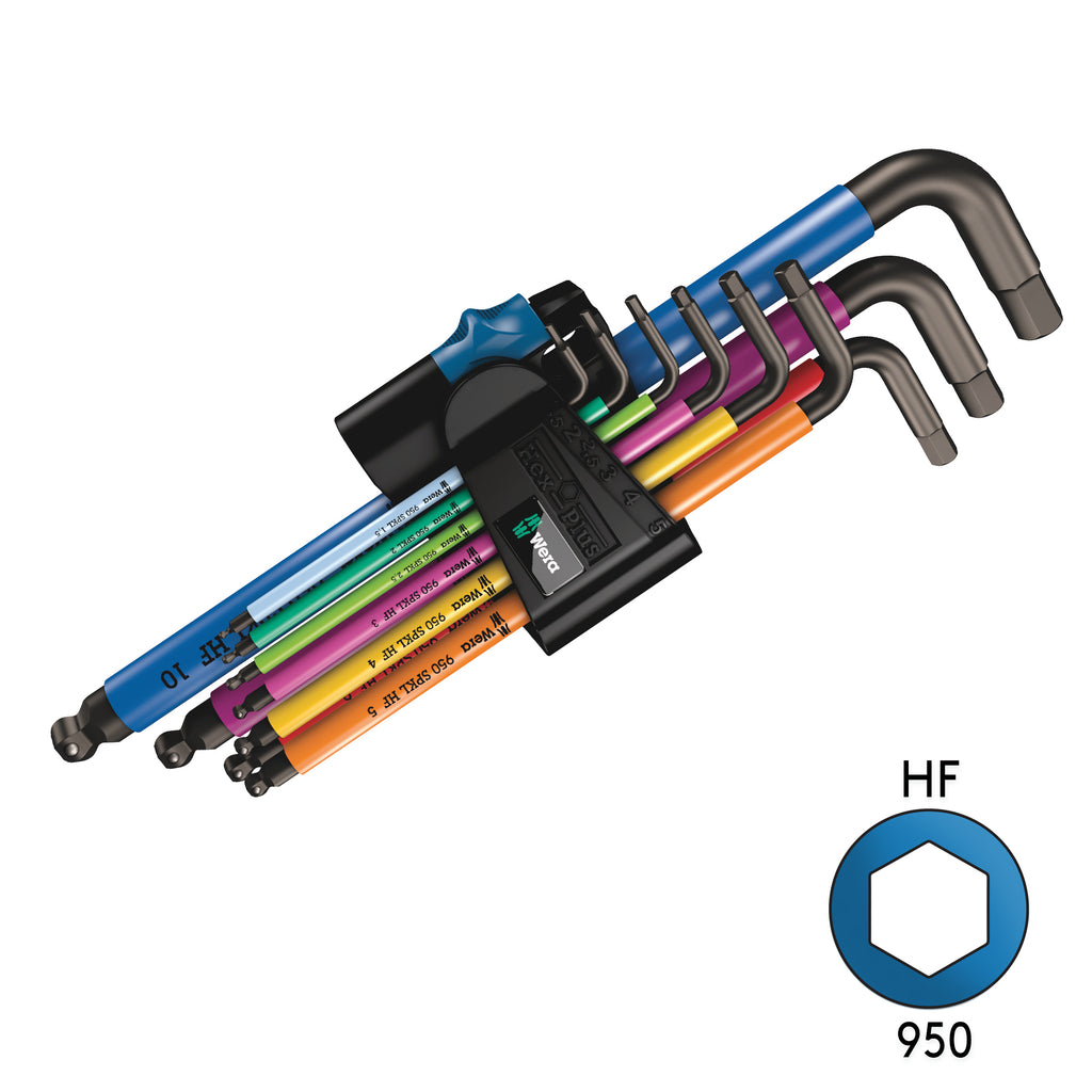 Wera 950/9 Hex-Plus Multicolor HF 1 Hex-Plus HF Black Laser Metric 1 L-Key Set with Holding Function 9 Pieces, 9 Pieces, 4013288188403
