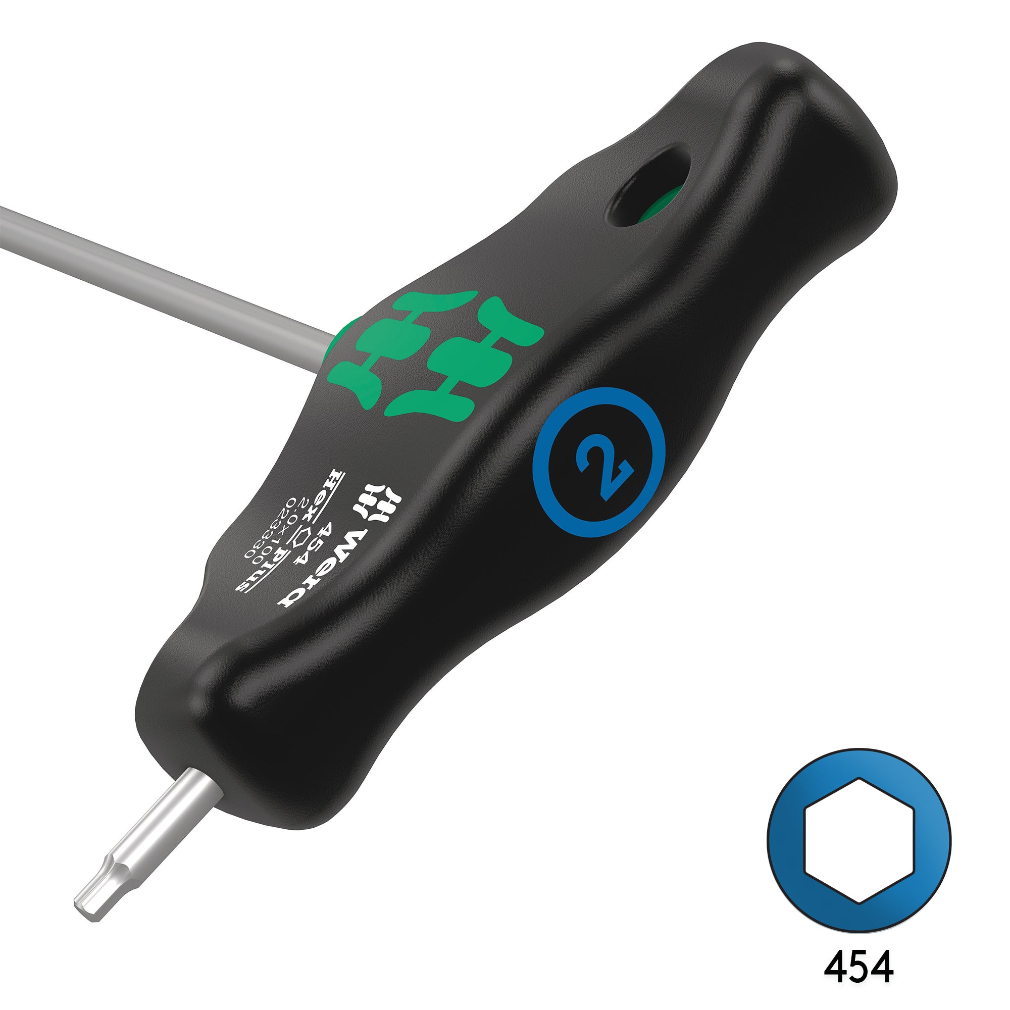 Wera 454 2mm x 100mm T Handle Hex Screw Driver 05023330001
