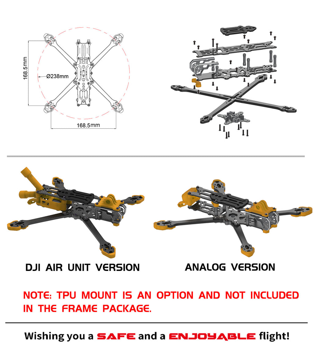 Axisflying Manta 5" True X Frame Kit