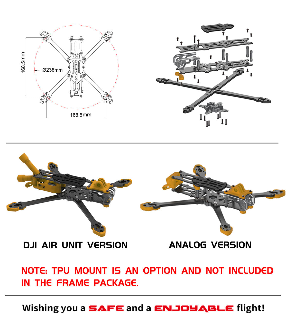 Axisflying Manta 5" True X Frame Kit