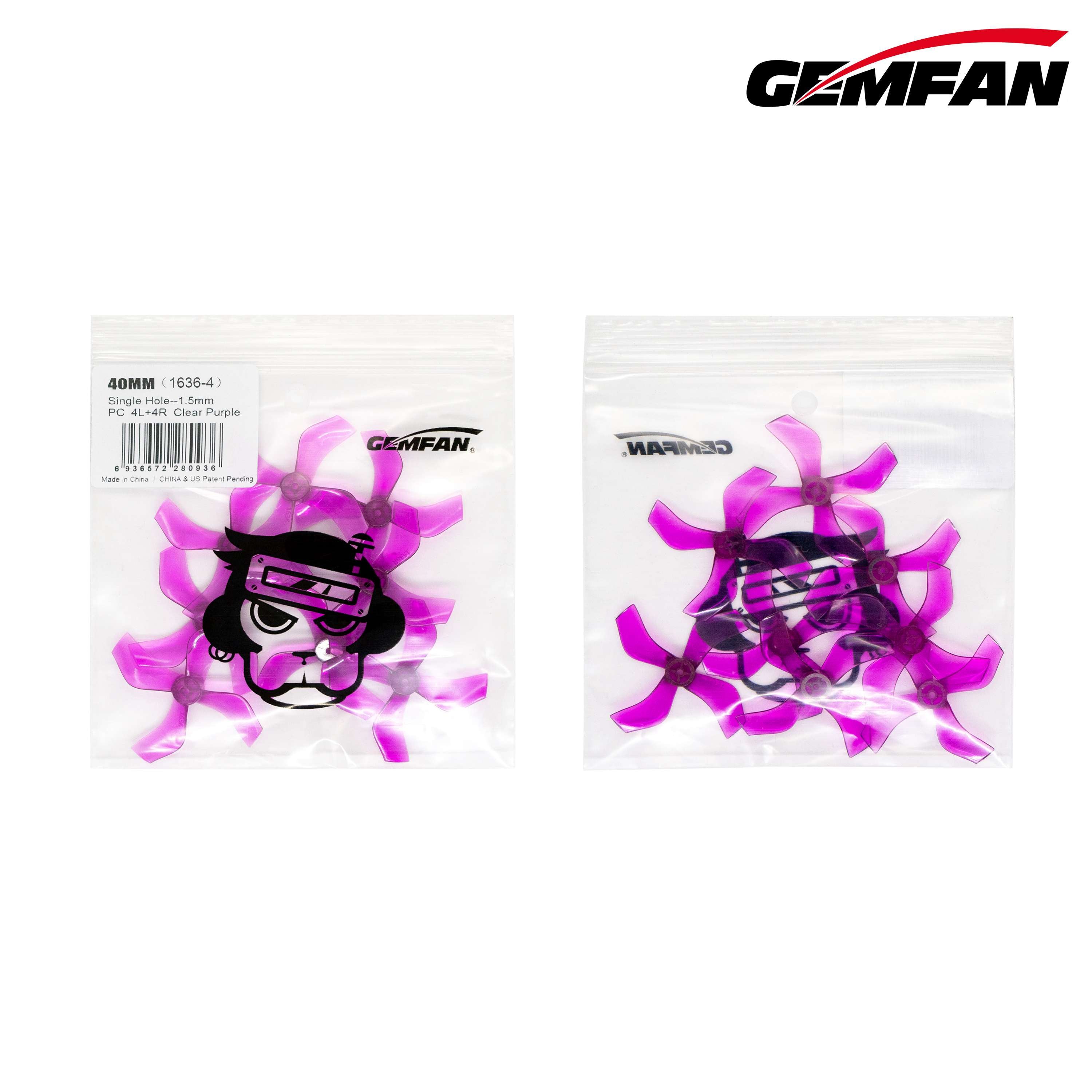 Gemfan 1636-4 40mm 1.6"' 4-Blade Whoop Propeller 1mm Shaft Single Hole (4CW + 4CCW)