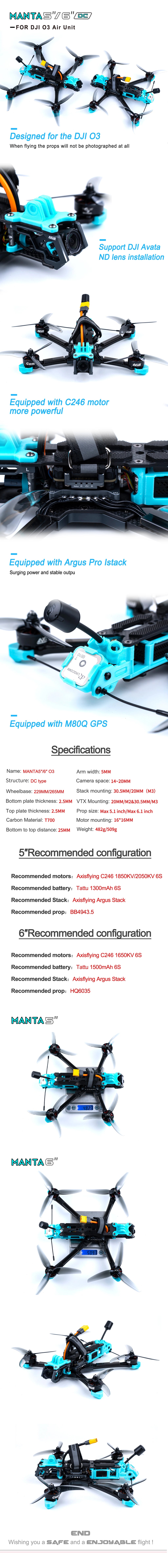 Axisflying MANTA 5 DeadCat DJI O3 Air Unit With GPS 6S
