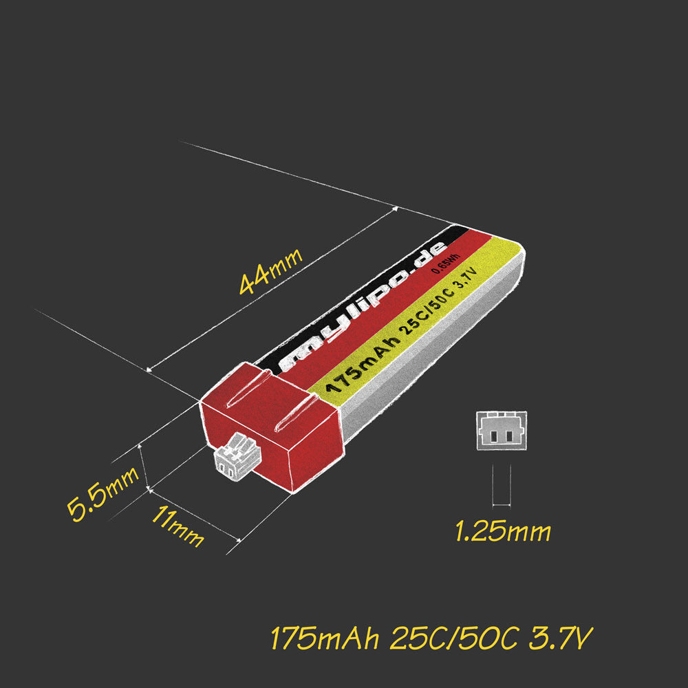 mylipo 175mAh 25C 1S LiPo Battery - Micro-JST Connector (5.0g) [DG]