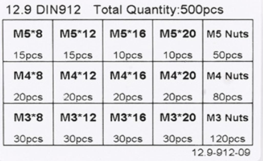 M3/M4/M5 Socket Cap 500pcs Bolt Fastener Kit By Phaser FPV