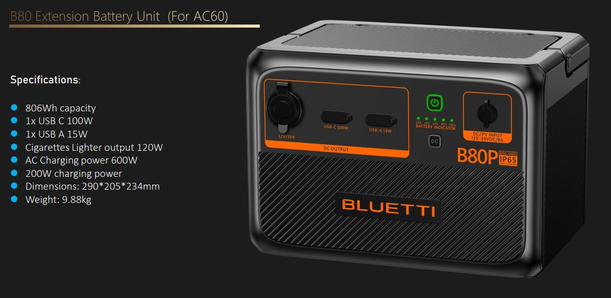 Bluetti B80P 600w 806Wh Power Station [DG]