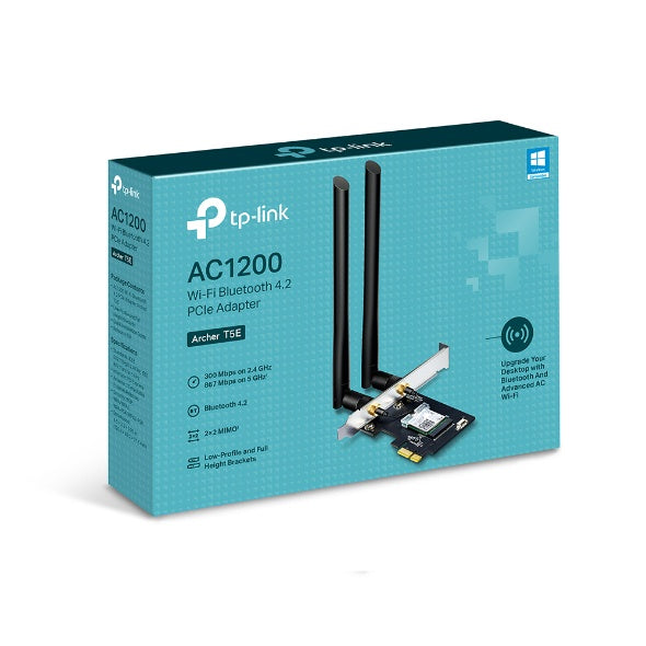 TP-Link Archer T5E AC1200 Wireless Dual Band PCle Adapter With Bluetooth 4.2, 867Mbps @ 5GHz, 300Mbps @2.4GHz  [PC]
