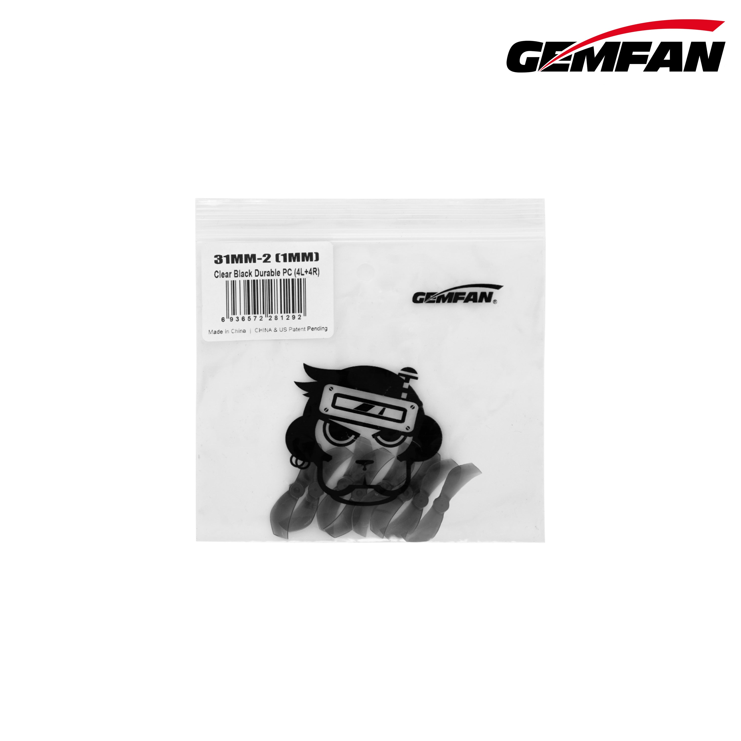 Gemfan 1210 31MM 1.2" 2-Blade Propeller 1mm Shaft (2CW + 2CCW)