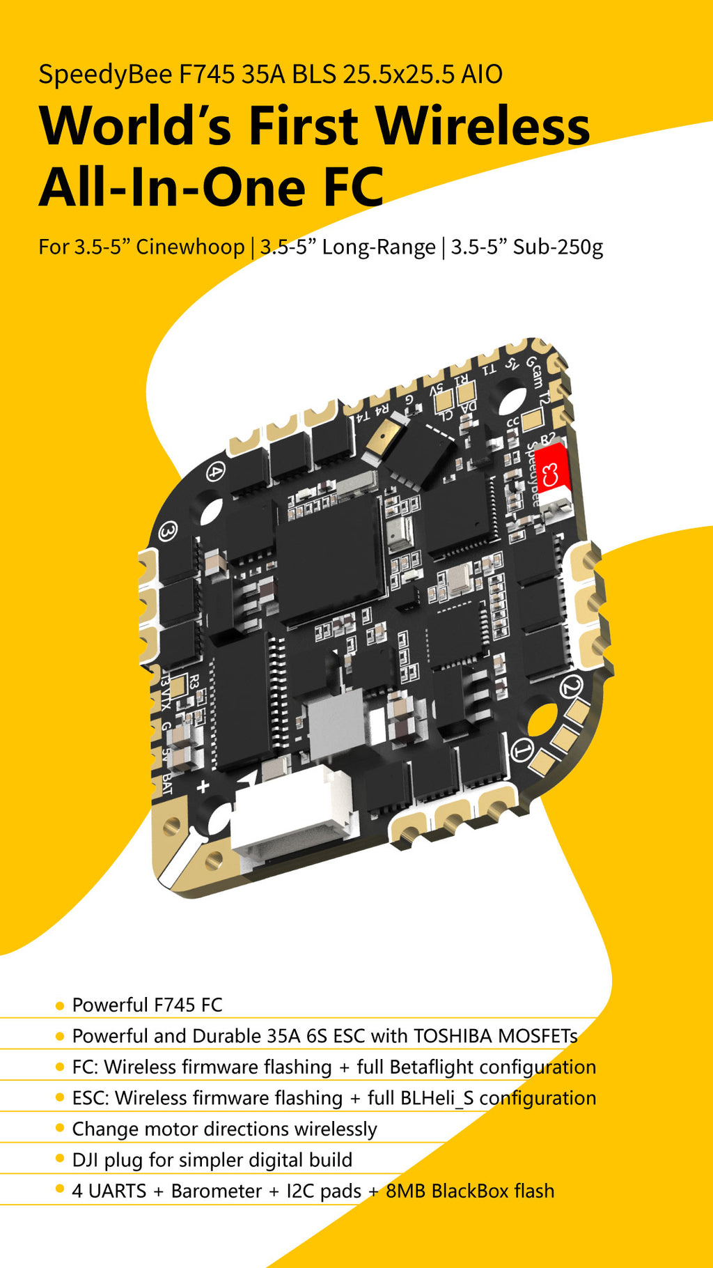 SpeedyBee F745 35A BLS 25.5x25.5 AIO MPU6000 Flight Controller