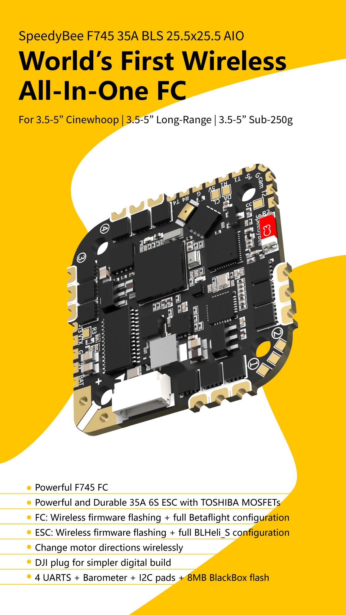 SpeedyBee F745 35A BLS 25.5x25.5 AIO MPU6000 Flight Controller