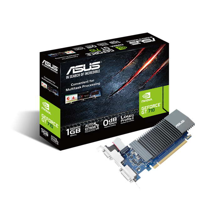 ASUS GeForce GT710 1GB GDDR5 Graphics Card , Single Slot , Silent Fan , VGA+DVI+ HDMI , Low GT710-SL-1GD5-BRK [PC]