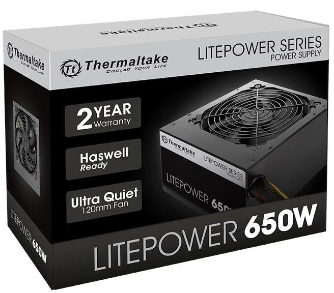 Thermaltake PS-LTP-0650NPCNAU-2, Efficiency Rateçƒ‰Ä¹Ä±Ä¬Ä¡Certified,650W Litepower GEN2 PSU, ATX Form Factor 12V, Black, 2 Years [PC]