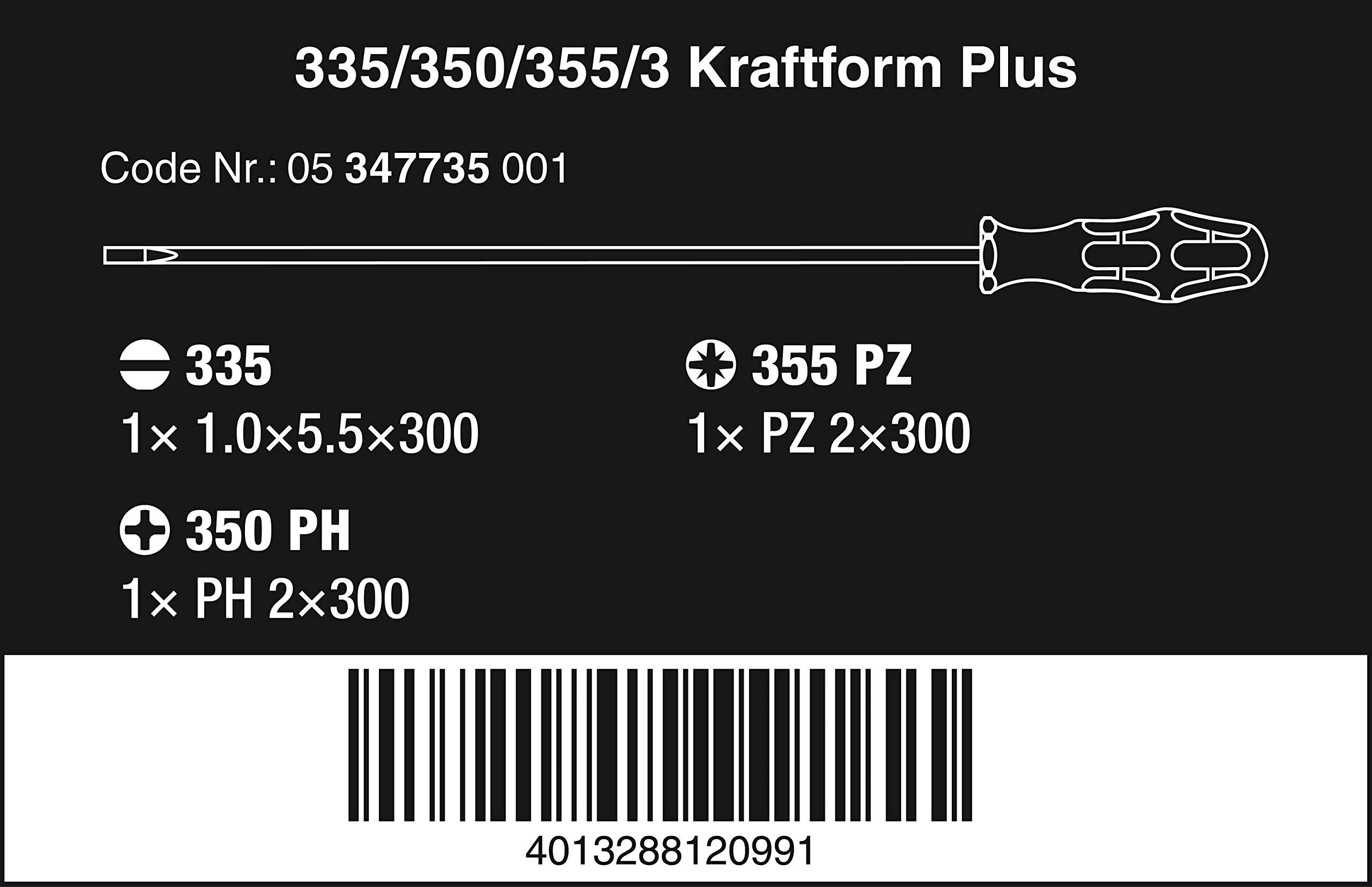 Wera 335/350/355 PH/PZ/Flat Combo Screwdriver Set (Extra Long 3 Pieces) 05347735002