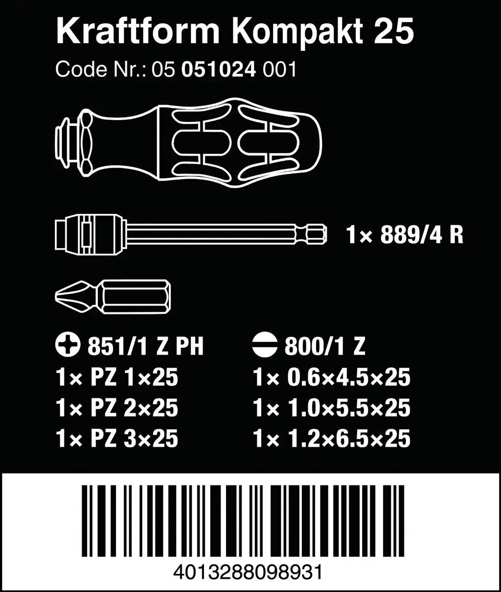 Wera Kraftform Driver & Bit Set 05051024001