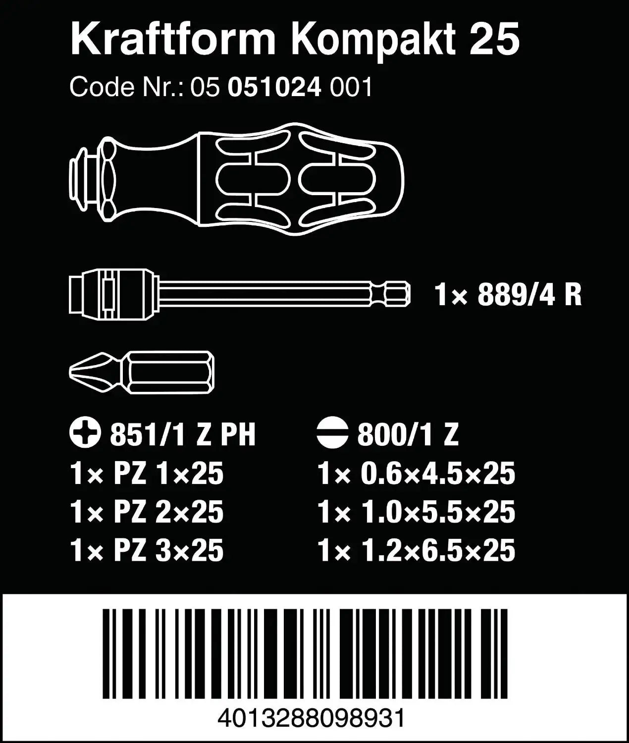 Wera Kraftform Driver & Bit Set 05051024001