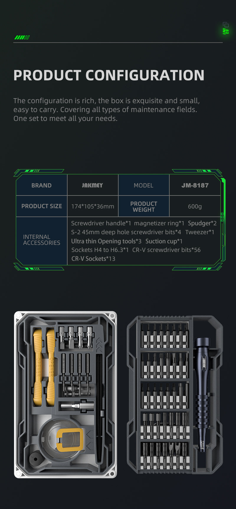 JAKEMY 83 IN 1 Precision Magnetic Screwdriver Driver Tool Set JM-8187