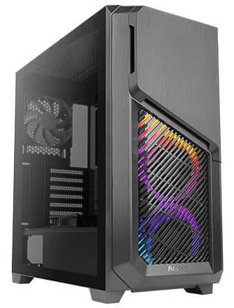 Antec DP502 FLUX High Airflow, ATX, Tempered Glass with 3x ARGB Fans in Front, 1x Rear, 1x PSU Shell (Reverse Fan blade) ARGB Controller, Gaming Case [PC]