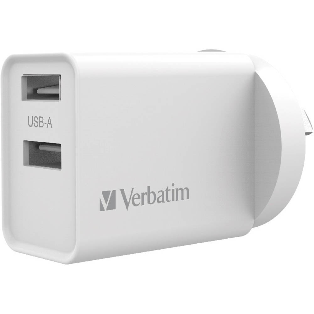 Verbatim USB Charger Dual Port 2.4A - White