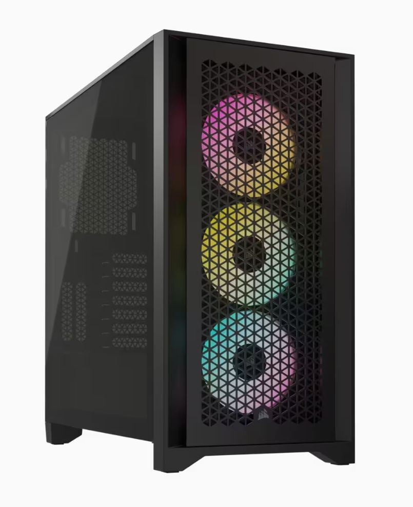 Corsair iCUE 4000D RGB Airflow Mesh Front Panel Mid-Tower. Black. 3x AF120 RGB Elite Fans, Node Pro Controller - Gaming Case CC-9011240-WW [PC]