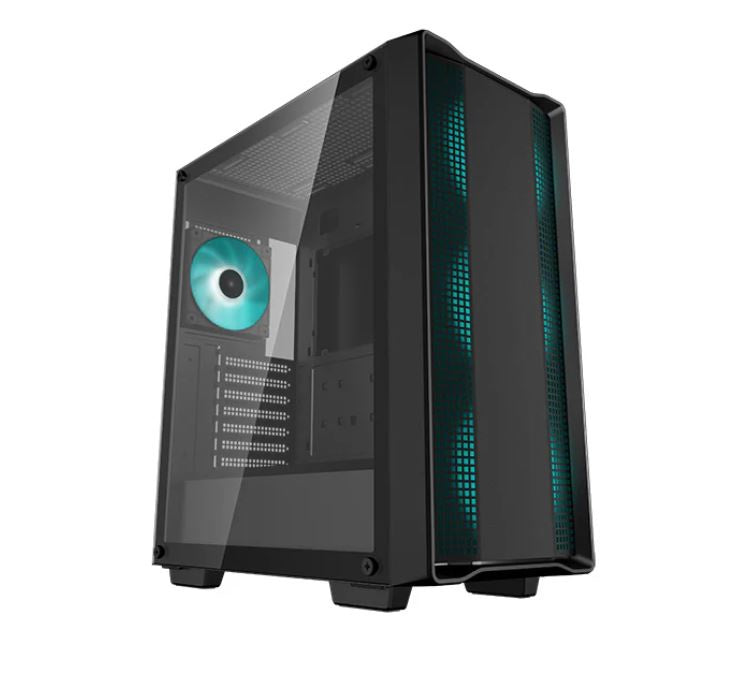 DeepCool CC560 V2 Black Mid-Tower Computer Case, Tempered Glass Window, 4x Pre-Installed LED Fans, Top Mesh Panel, Support Up To 6x120mm or 5x140mm AI [PC]
