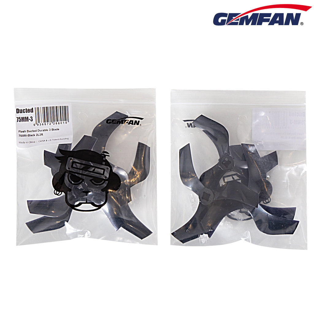 Gemfan D75 75mm 3" Ducted 3-Blade Propellers w/M5 Adapters - 1.5mm Shaft (2CW + 2CCW)