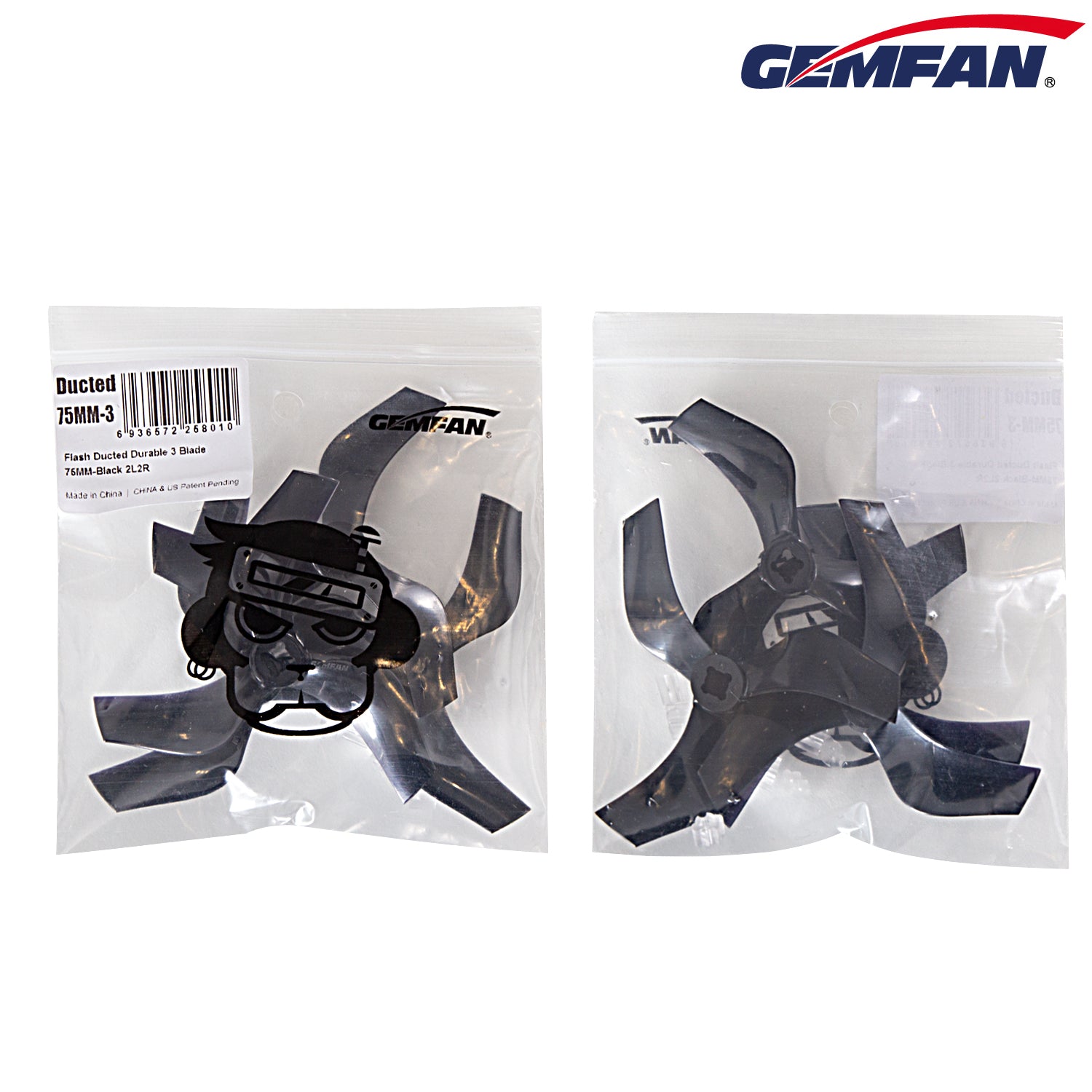 Gemfan D75 75mm 3" Ducted 3-Blade Propellers w/M5 Adapters - 1.5mm Shaft (2CW + 2CCW)