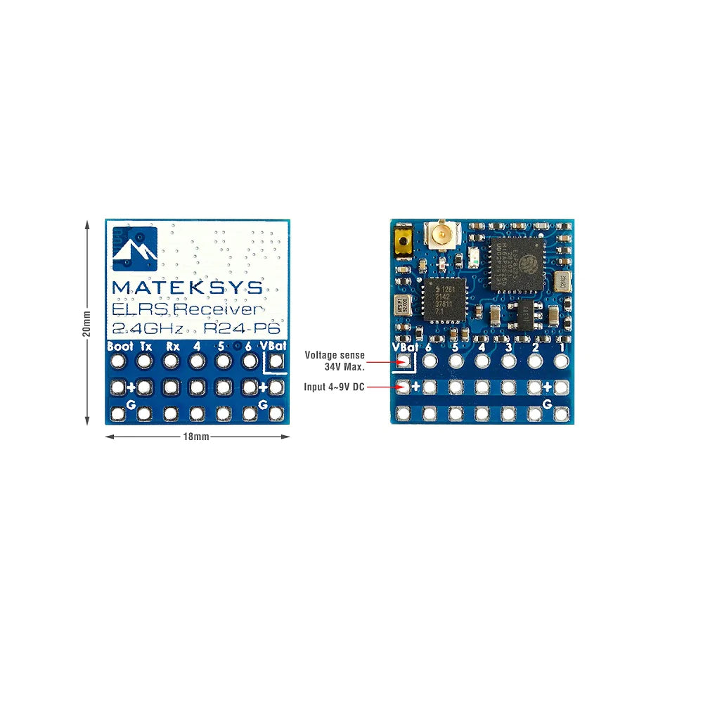 Matek ELRS PWM Receiver ELRS-R24-P6 (2.4ghz)