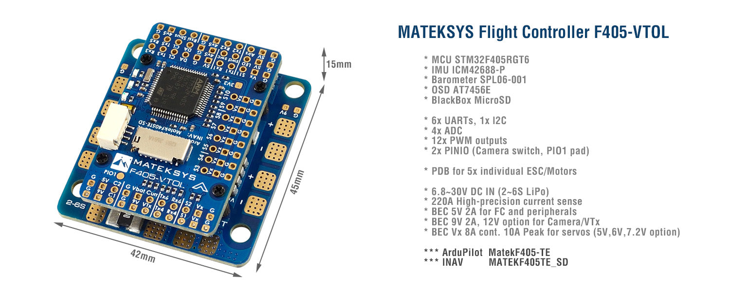 Matek F405-VTOL ICM42688-P Flight Controller