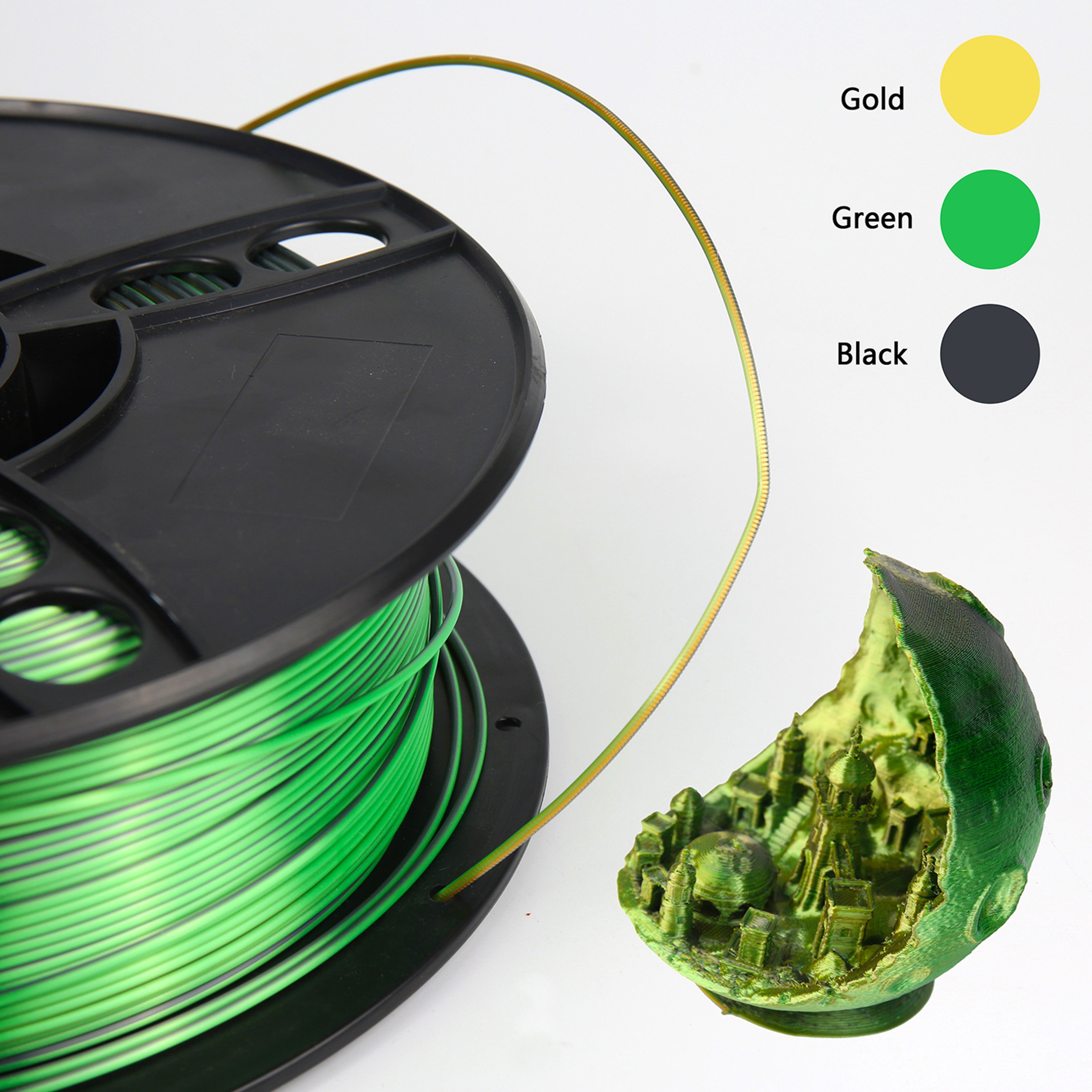 Phaser3D Triple 3 Colour Silk PLA Filament 1.75mm 1kg