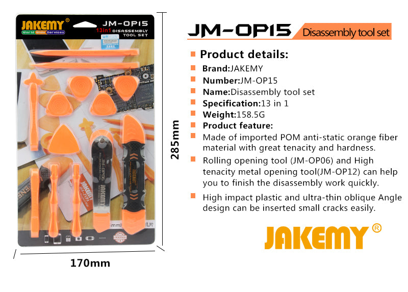 JAKEMY 13 IN 1 Mini Opening Tools with Safe Crowbar Pry for Mobile Phone Pad Laptop DIY Disassembling JM-OP15