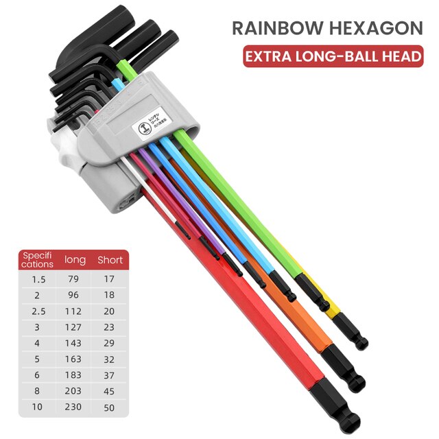 Phaser FPV Aurora Rainbow Hex Ball End 9pc Allen Key Driver Set
