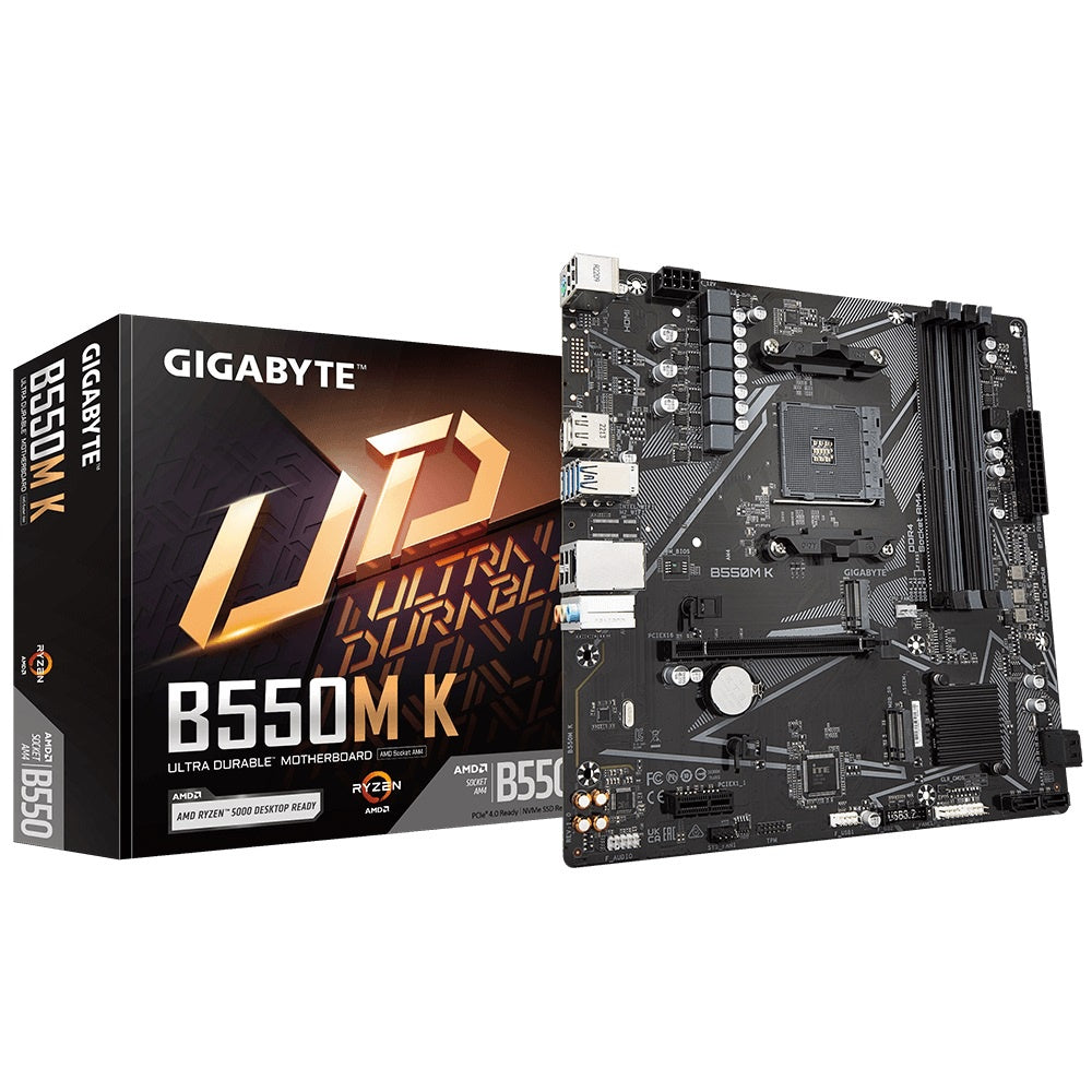 Gigabyte MBG-B550MK AMD AM4 M-ATX Motherboard 4x DDR4~128GB,1x PCIe x16, 1 x PCIe x1, 2x M.2, 4x SATA , 4x USB 3.2, 4x USB 2.0 [PC]