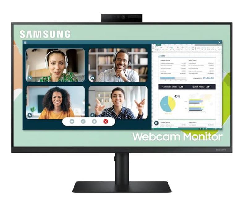 Samsung 23.8"/24" S4 75Hz FreeSync IPS FHD Monitor with Webcam Height Adjust Tilt Swivel Pivot 2xUSB Hub Microphone Speakers DP HDMI D-Sub VESA [PC]