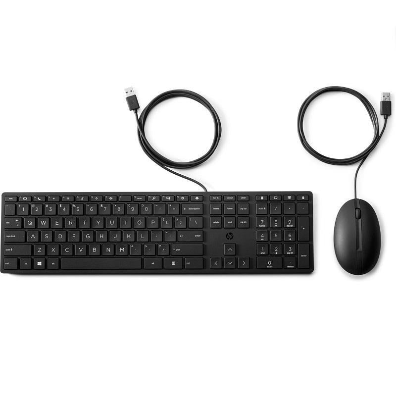HP 320MK USB Wired Desktop Keyboard Mouse Combo Reduced-sized & Low-Profile Quiet Keys Easy Clean Plug&Play for Notebook Desktop PC ~286J4AA [PC]
