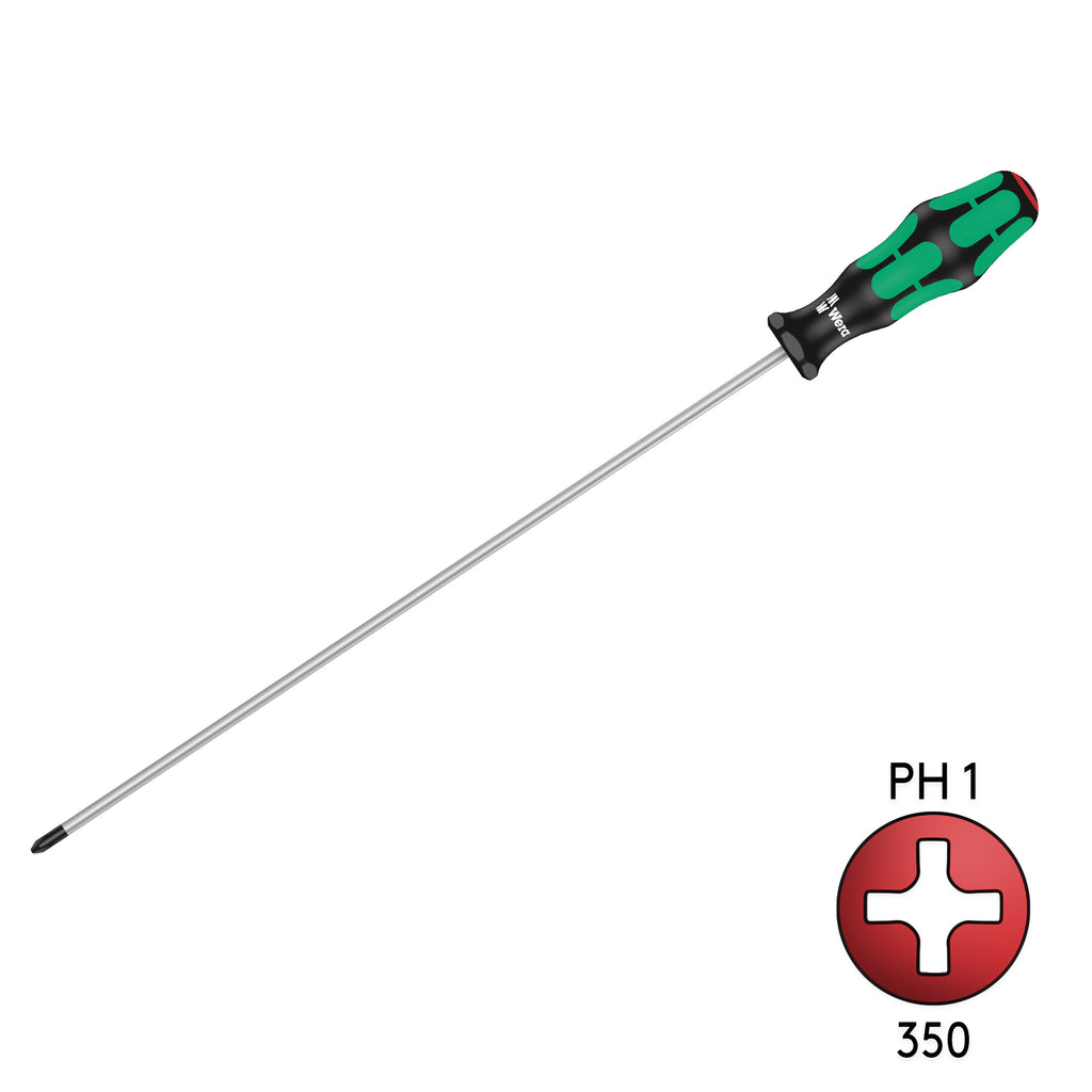 Wera 350 PH 1 X 300mm Phillips Screw Driver (Extra Long) 05008715001