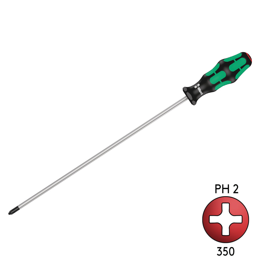 Wera 350 PH 2 X 300mm Phillips Screw Driver (Extra Long) 05008730001