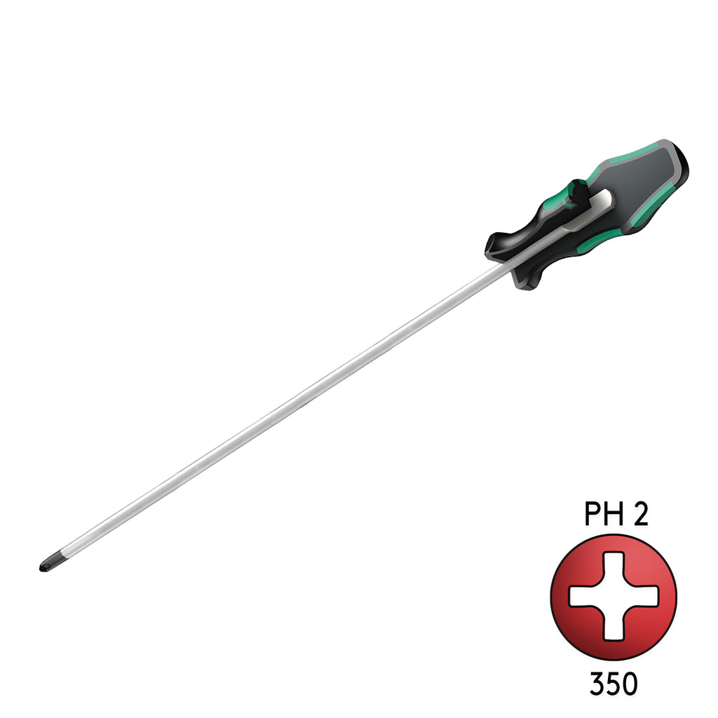 Wera 350 PH 2 X 300mm Phillips Screw Driver (Extra Long) 05008730001