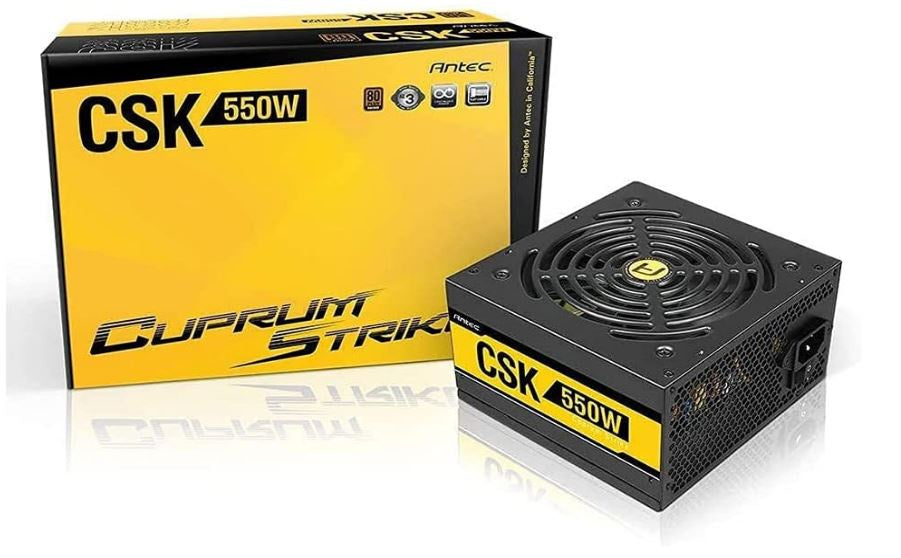Antec CSK 550W 80+ Bronze, up to 88% Efficiency, Flat Cables, 120mm Silent Fans, 2x PCI-E 8Pin, Continuous power PSU, AQ3 [PC]