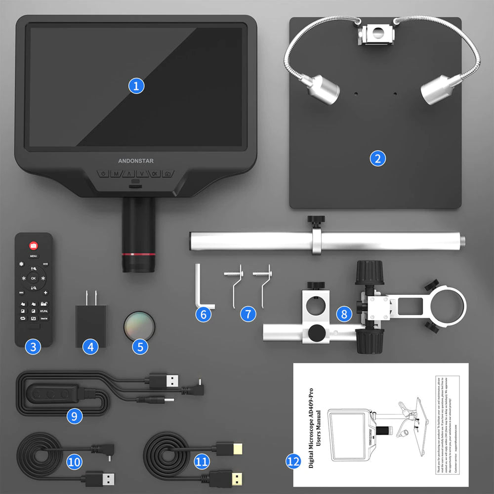 Andonstar 10.1'' AD409 PRO HDMI WIFI Digital Microscope Measure Software PC Connection for PCB Solder Check Tool for SMT SMD Repair