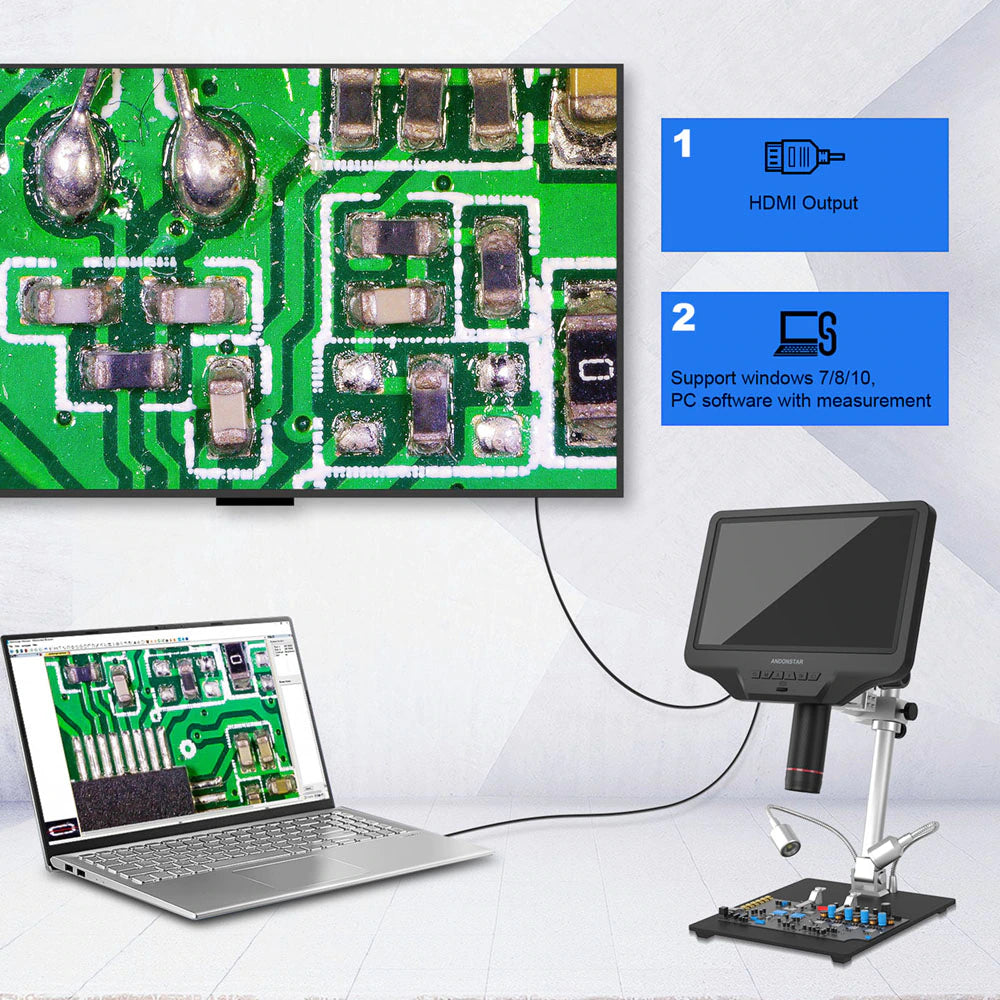 Andonstar 10.1'' AD409 PRO HDMI WIFI Digital Microscope Measure Software PC Connection for PCB Solder Check Tool for SMT SMD Repair