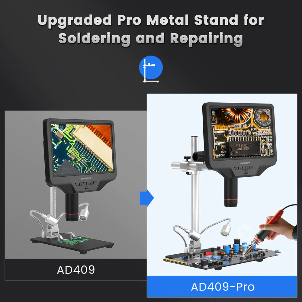 Andonstar 10.1'' AD409 PRO HDMI WIFI Digital Microscope Measure Software PC Connection for PCB Solder Check Tool for SMT SMD Repair