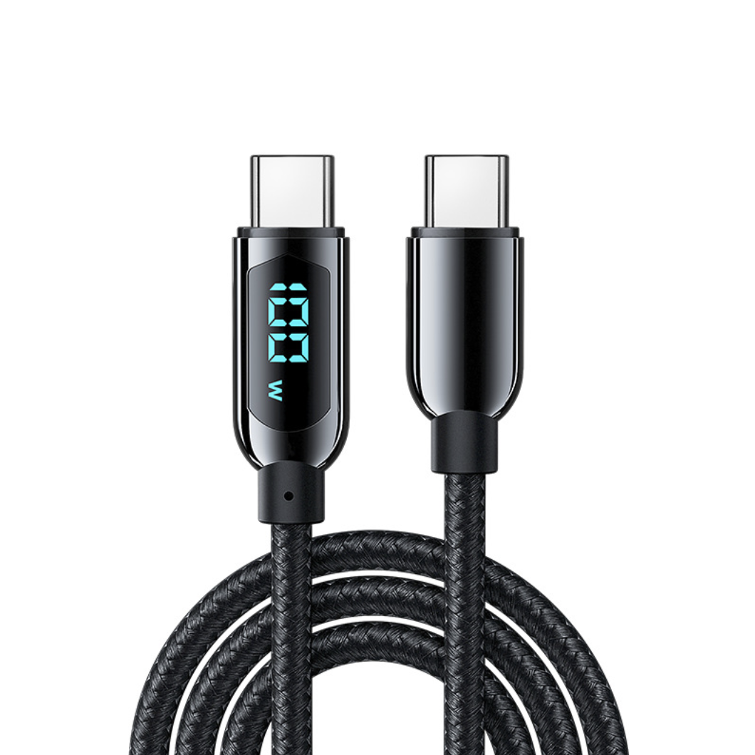 Phaser FPV USB-C to USB-C 1.2M 100w With Watt Display Braided Charging Cable